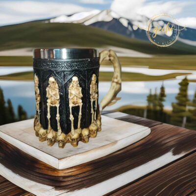 Vaso Vikingo Calavera En Resina y Acero